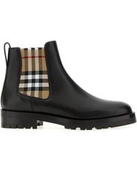 Burberry - Vintage Check Detail Leather Chelsea Boot - Lyst