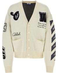 Off-White c/o Virgil Abloh - Off- 'Varsity Knit Cardigan, Long Sleeves, Cream/, 100% Cotton, Size: Small - Lyst