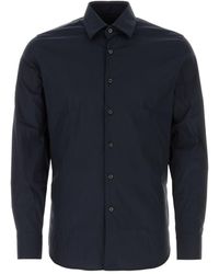 Prada - Camicia in popeline stretch blu - Lyst