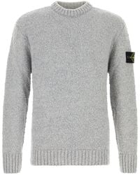 Stone Island - Light Grey Wool Blend Sweater - Lyst