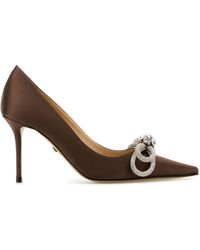 Mach & Mach - Double Bow Brown Satin Pumps (85mm) - Lyst