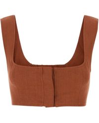 LeKasha - Crop-top Jirja in lino mattone - Lyst