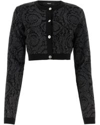 Versace - Embroidered Stretch Viscose Blend Cardigan - Lyst