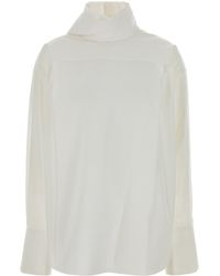 Carven - White Poplin Orchid Blouse - Lyst