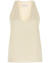 ARMARIUM - Cream Stretch Satin Bianca Top - Lyst
