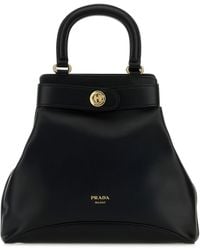Prada - Borsa a mano Carey media in pelle nera - Lyst
