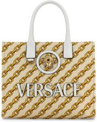 Versace - Printed Canvas Small Chain Stripes La Medusa Shopping Bag - Lyst