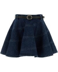 Self-Portrait - Self Portrait Denim Mini Skirt - Lyst