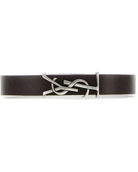 Saint Laurent - Bracciale Cassandre in pelle testa di moro - Lyst