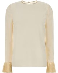 Valentino Garavani - Ivory Crepe Blouse - Lyst