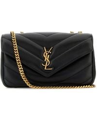Saint Laurent - Borsa a spalla LouLou piccola in pelle nera - Lyst