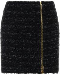 Balmain - Minigonna in tweed nero - Lyst