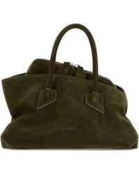 The Attico - Army Green Suede Mini La Passeggiata Handbag - Lyst