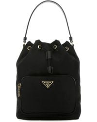 Prada - Borsa a secchiello Duet in Re-Nylon nero - Lyst