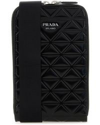 Prada - Black Leather Phone Case - Lyst