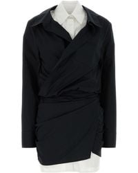 The Attico - Black Stretch Poplin Mini Dress - Lyst