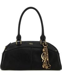 Chloé - Black Leather Bowling Handbag - Lyst