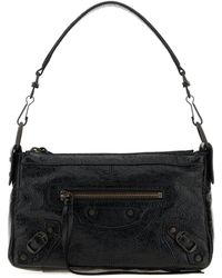 Balenciaga - Black Leather Mini Le City Moto Shoulder Bag - Lyst