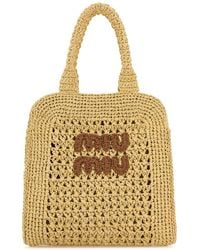 Miu Miu - Borsa shopping in rafia - Lyst