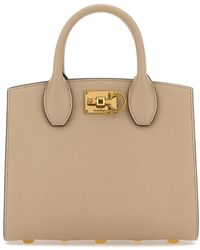 Ferragamo - Salvatore Cappuccino Leather Small Studio Box Handbag - Lyst