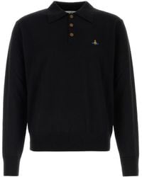 Vivienne Westwood - Black Wool Mark Polo Shirt - Lyst