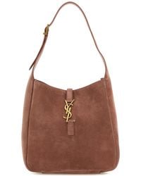 Saint Laurent - Borsa a spalla Le 5 à 7 Soft piccola in pelle scamosciata rosa scuro - Lyst