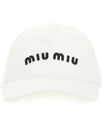 Miu Miu Cotton Embroidered-logo Baseball Cap in Black - Save 32 