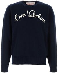 Valentino Garavani - Navy Blue Wool Sweater - Lyst