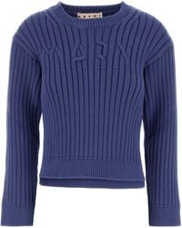 Marni - Maglione in misto cotone ceruleo - Lyst