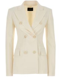 ANDAMANE - Ivory Stretch Gabardine Blazer - Lyst