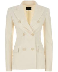ANDAMANE - Ivory Stretch Gabardine Blazer - Lyst