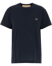 Valentino Garavani - Midnight Blue Cotton T-shirt - Lyst