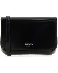 Prada - Borsa a tracolla in pelle nera - Lyst