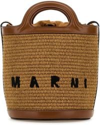 Marni - Borsa a secchiello Tropicalia bicolor in pelle e rafia - Lyst