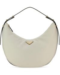 Prada - Borsa a mano Arquè grande in pelle bianca - Lyst