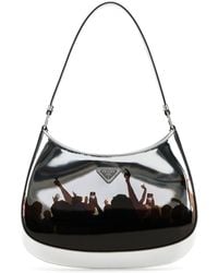 Prada - Borsa a spalla Cleo in pelle argento - Lyst