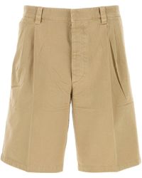Prada - Bermuda in gabardine beige - Lyst