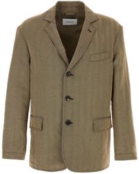 Ferragamo - Embroidered Linen Blend Blazer - Lyst