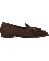 Edhen Milano Suede Leather Marais Loafers - Brown