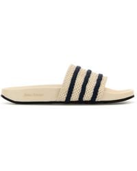 adidas - Ivory Leather Adilette Slippers - Lyst