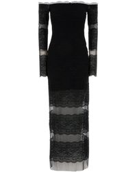 Blumarine - Lace And Mesh Long Dress - Lyst