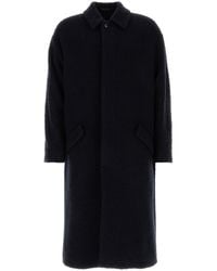 Giorgio Armani - Dark Blue Wool Blend Coat - Lyst