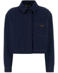 Fendi - Giubbino in denim blu - Lyst