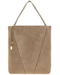 Chloé - Borsa shopping Chloé Spin in pelle scamosciata tortora - Lyst