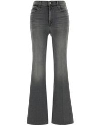 Mother - Grey Stretch Denim The Doozy Sneak Fray Jeans - Lyst