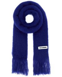 Jil Sander - Sciarpa in misto mohair blu - Lyst