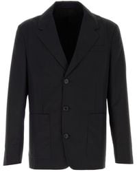 Prada - Giacca in misto lana nera - Lyst