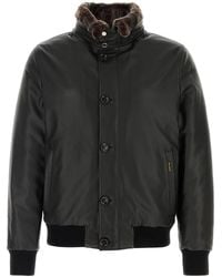 Moorer - Black Leather Cleros Bomber Jacket - Lyst
