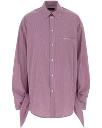 Balenciaga - Oversized Striped Cotton Shirt With Knotted Cuffs - Lyst