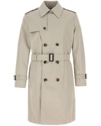 Burberry - Cotton Blend Trench With Check Lining - Lyst
